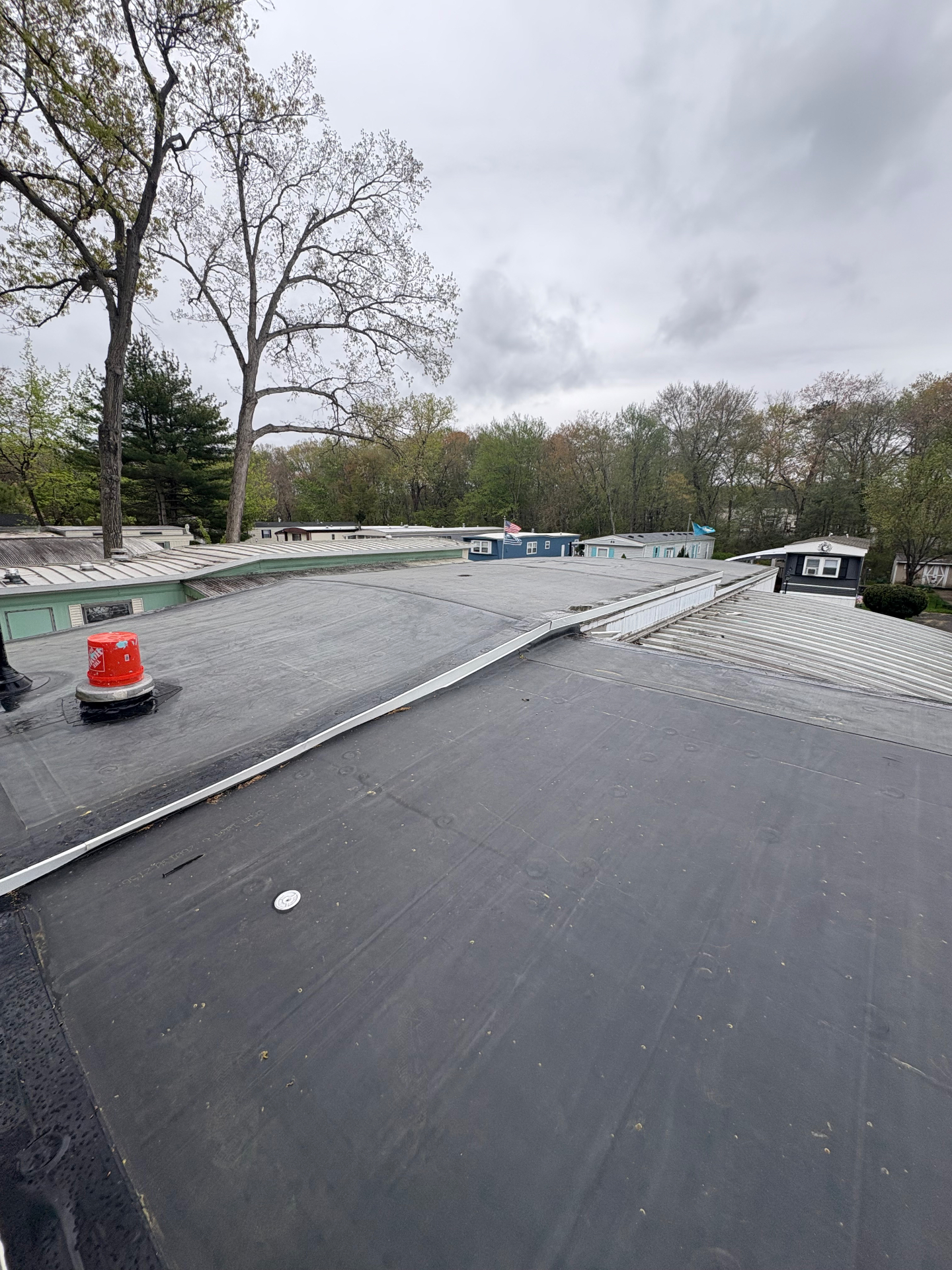Restored flat roof in Jackson NJ after exterior roofing work